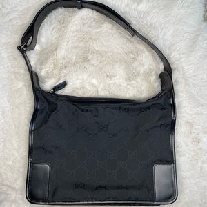 Gucci Black Monogram Hobo Adjustable Shoulder Bag